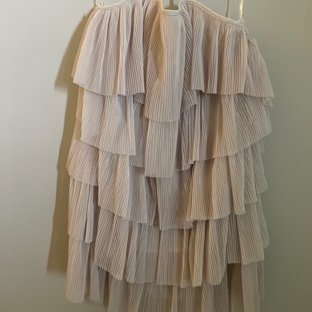 Cream Ruffle Tiered Mini Dress